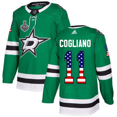 Adidas Men Dallas Stars #11 Andrew Cogliano Green Home Authentic USA Flag 2020 Stanley Cup Final Stitched NHL Jersey->dallas stars->NHL Jersey